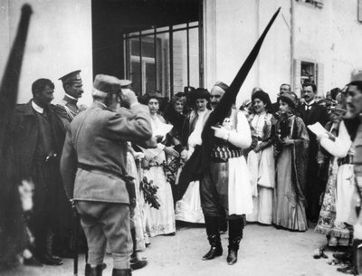 The King of Montenegro with a Turkish Flag, Cettinge, Montenegro, 1913 by English Photographer